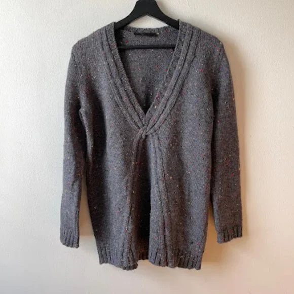 Jenni Kayne Grey Multi Color Speckle Cable Knit Sweater - Picture 1 of 6